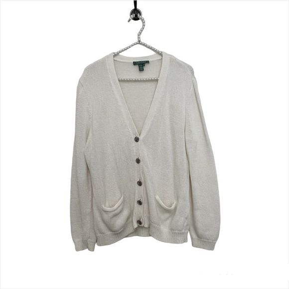 Lauren Ralph Lauren Sweaters - Lauren Ralph Lauren Long Sleeve Knit Cotton Button Front Cardigan Womens Size XL